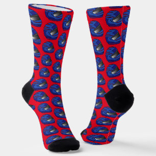 Blue Motorcyclist Crash Helmets Motorbike Biker Socks