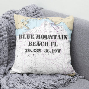 Blue Mountain Beach FL Nautical Chart CUSTOM ORDER Cushion