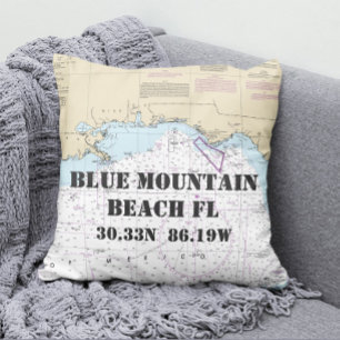 Blue Mountain Beach FL Nautical Chart CUSTOM ORDER Cushion