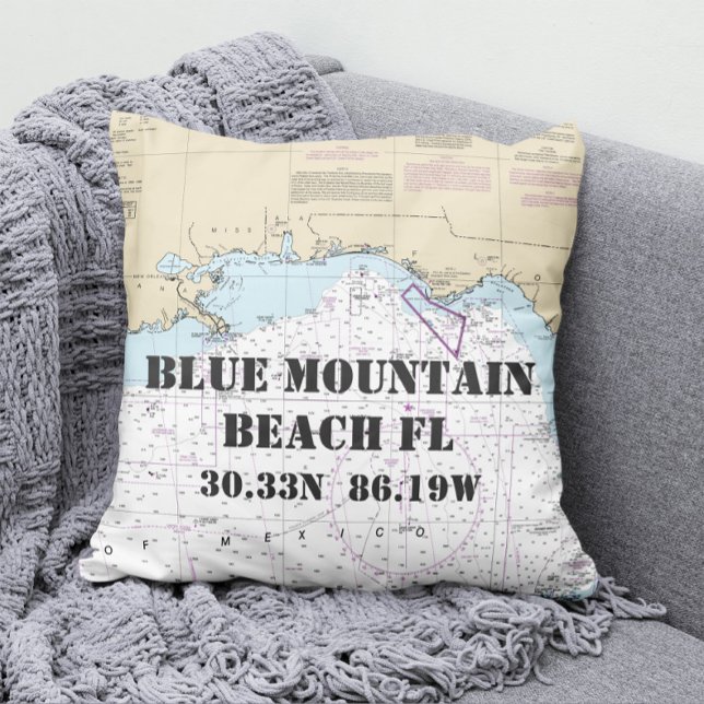 Blue Mountain Beach FL Nautical Chart CUSTOM ORDER Cushion (Creator Uploaded)
