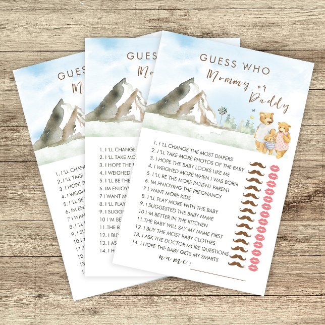 Blue Mountain Bear Guess Who Mummy or Daddy Game (Creator Uploaded)