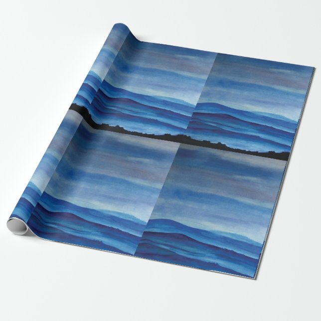 Blue Mountain Landscape Matte Wrapping Paper (Unrolled)