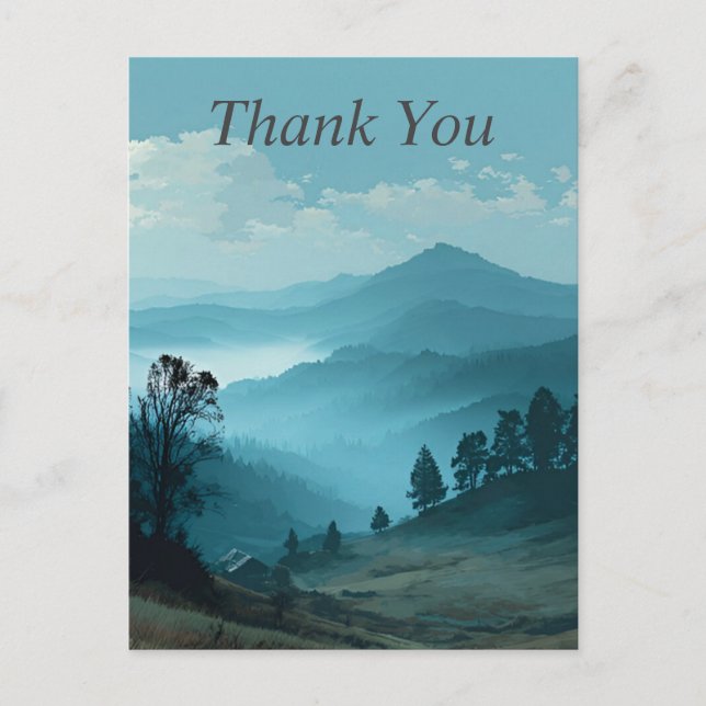 Blue Mountain Landscape Thank You Card (Front)
