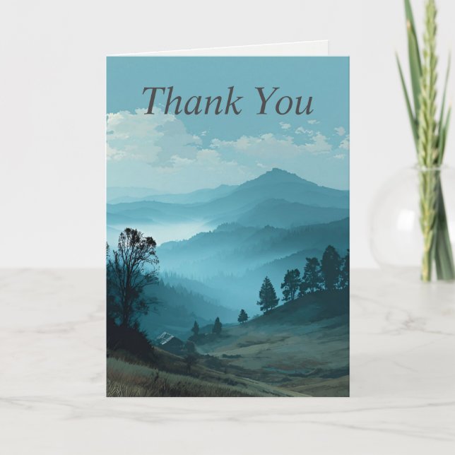 Blue Mountain Landscape Thank You Card (Front)
