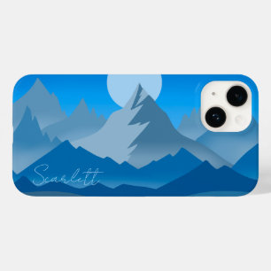 Blue Mountain Peaks Landscape Illustration Case-Mate iPhone 14 Case