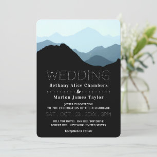 Blue Mountain Range, Modern Wedding Invitation