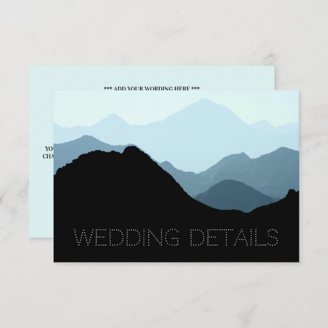 Blue Mountain Range, Rustic Wedding Detail Enclosure Card (Front/Back)