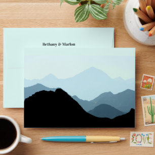 Blue Mountain Range, Rustic Wedding Envelope