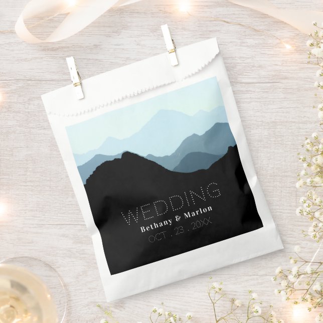 Blue Mountain Range, Rustic Wedding Favour Bag (Clipped)