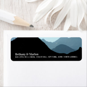 Blue Mountain Range, Rustic Wedding Return Address Label