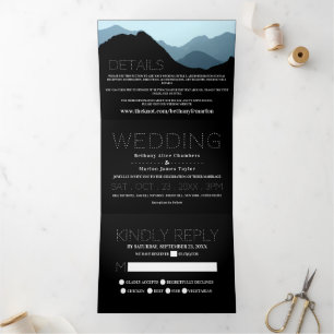 Blue Mountain Range Wedding Suite Tri-Fold Invitation