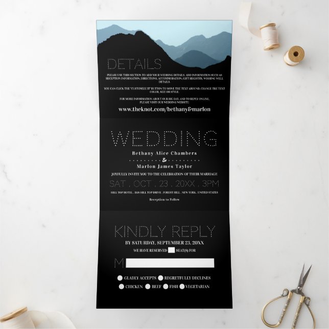 Blue Mountain Range Wedding Suite Tri-Fold Invitation (Inside)