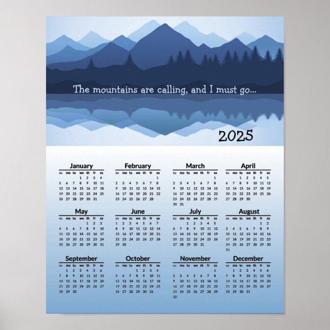 Blue Mountain Reflections 2025 Calendar Poster (Front)