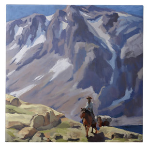 “Blue Mountain Rider” by Edgar Payne Ceramic Tile