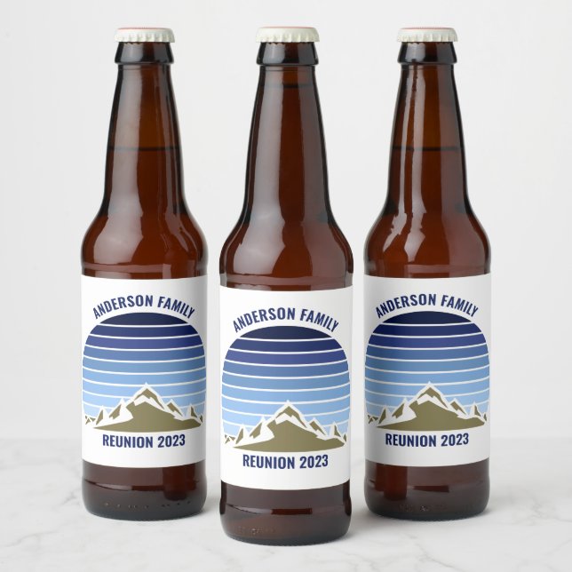 Blue Mountain Sunset Customisable Party Beer Bottle Label (Bottles)