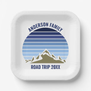 Blue Mountain Sunset Customisable Party Paper Plate