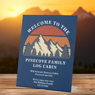 Blue Mountain Sunset Log Cabin Rental Welcome Pedestal Sign