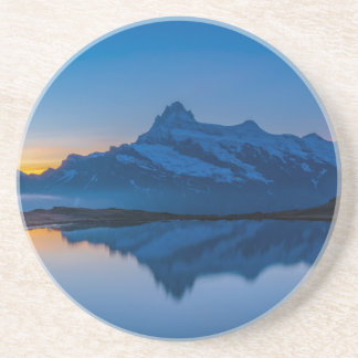 Blue Mountain Sunset Water Reflection Coaster