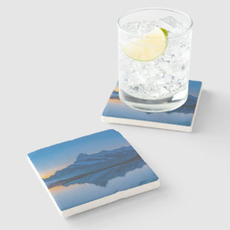 Blue Mountain Sunset Water Reflection Stone Coaster