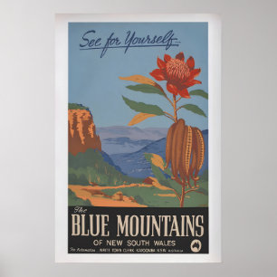Blue Mountains by H. Rousel Vintage Travel Poster