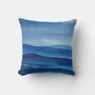 Blue mountains landscape art Throw Cushion