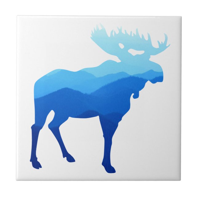 Blue Mountains Moose Silhouette Tile (Front)
