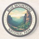 Blue Mountains National Park Australia Vintage Coaster<br><div class="desc">Blue Mountains vector artwork design. The park is known for the Echo Point lookout,  near the town of Katoomba,  which has panoramic views of Jamison Valley and the Three Sisters,  a towering sandstone formation and sacred Aboriginal site.</div>