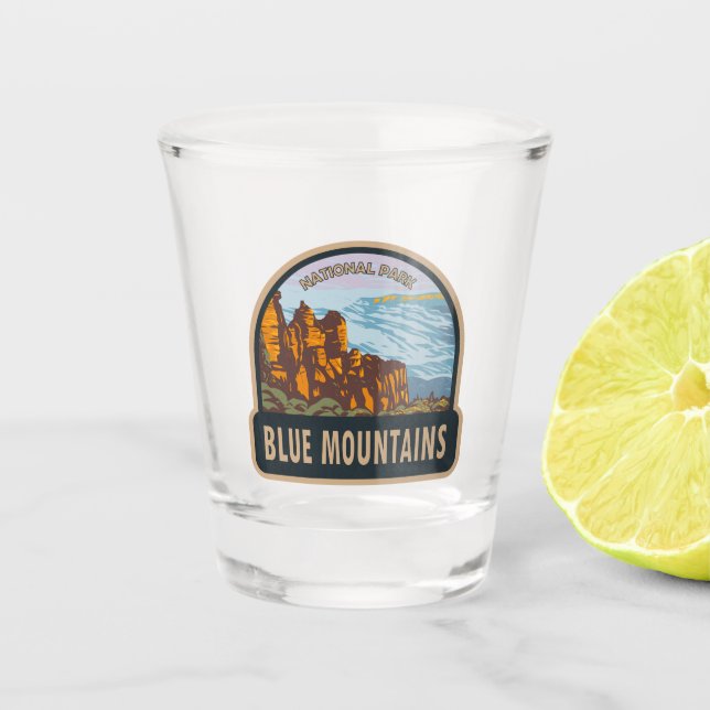 Blue Mountains National Park Australia Vintage  Shot Glass (Front)