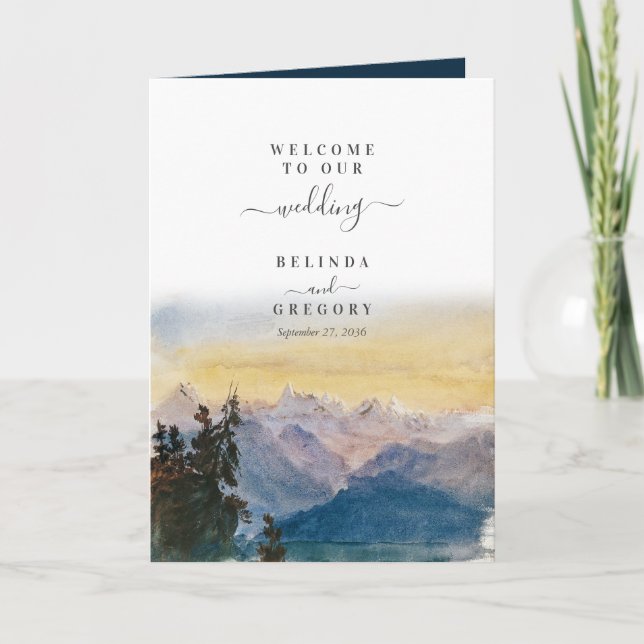 Blue Mountains Pine Wedding Order of Service Program (Front)