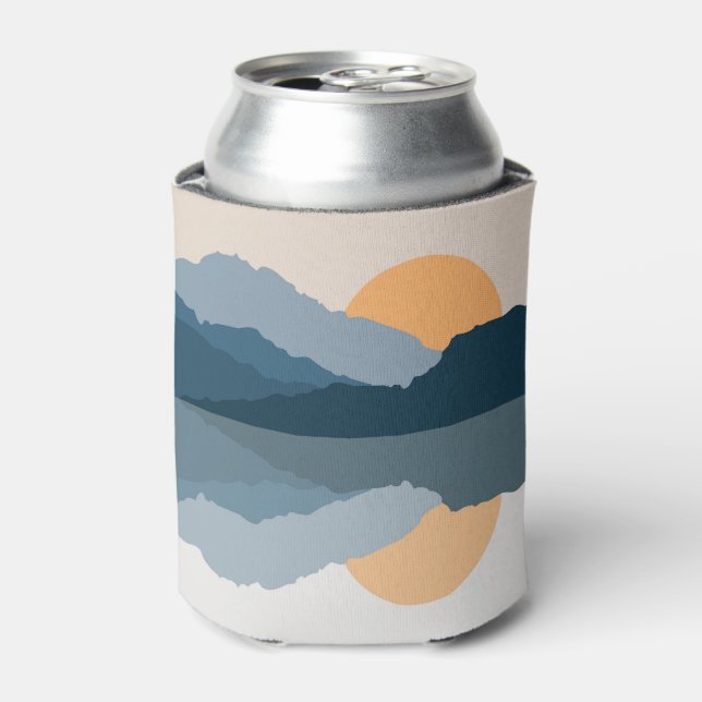 Blue mountains reflected in the lake can cooler (Can Front)