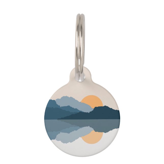 Blue mountains reflected in the lake pet tag (Front)