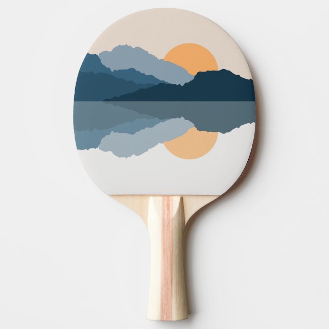 Blue mountains reflected in the lake ping pong paddle (Front)