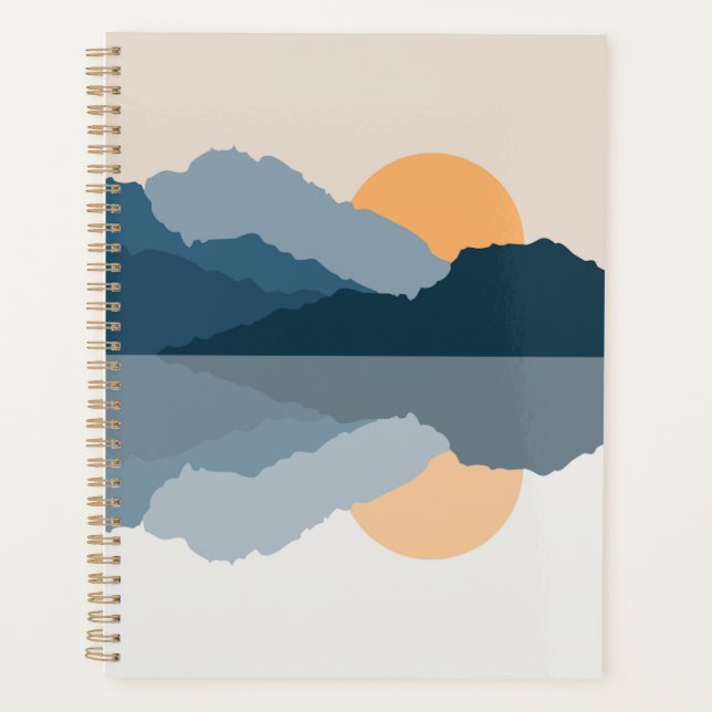 Blue mountains reflected in the lake planner (Front)