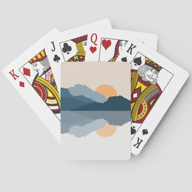 Blue mountains reflected in the lake playing cards (Back)