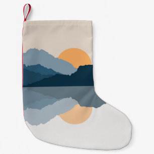 Blue mountains reflected in the lake small christmas stocking