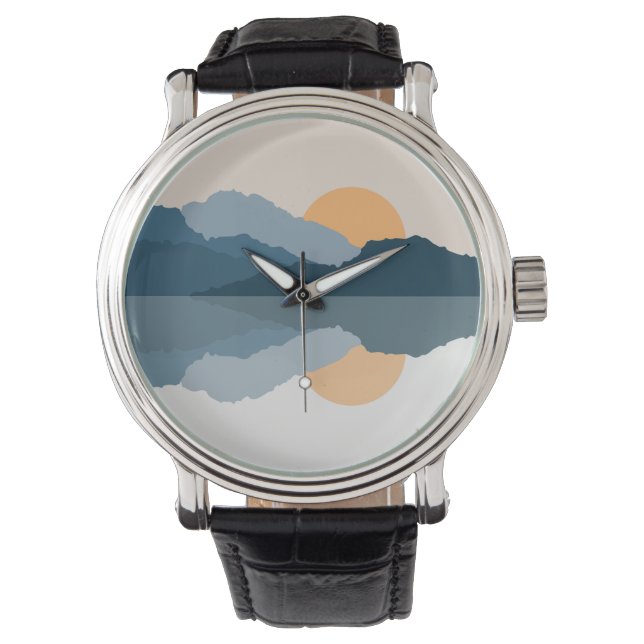 Blue mountains reflected in the lake watch (Front)