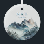 Blue Mountains Rustic Wedding Glass Tree Decoration<br><div class="desc">Blue Mountains rustic collection. Full suite available here https://www.zazzle.com/collections/blue_watercolor_mountains-119930444621335812</div>