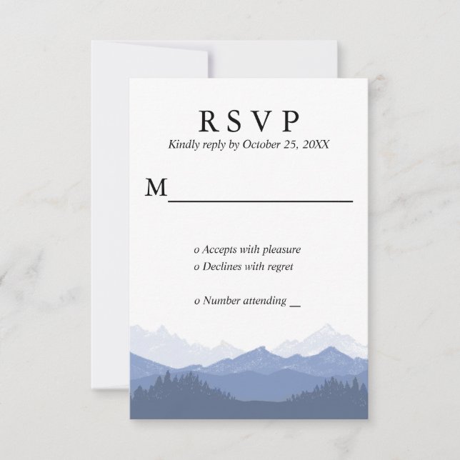 Blue Mountains Rustic Wedding RSVP Card (Front)