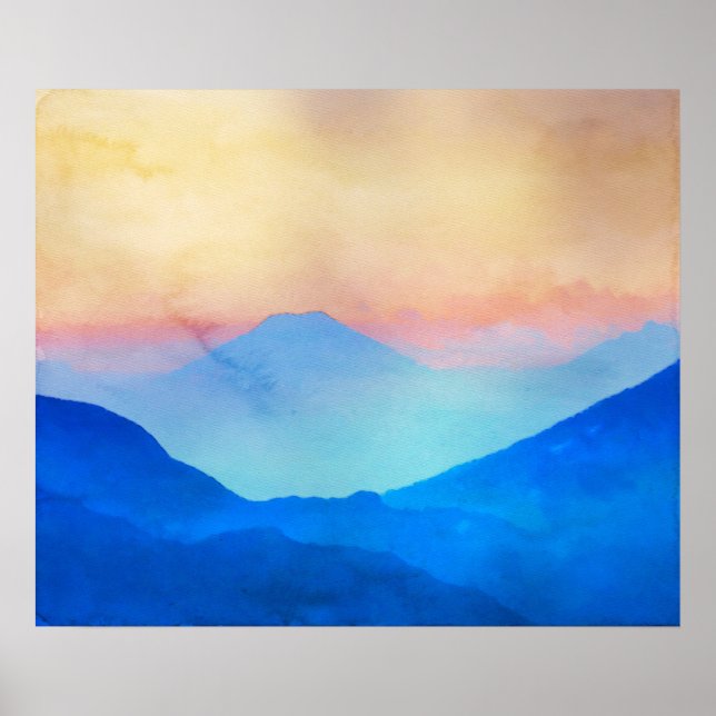 Blue Mountains Watercolour Poster (Front)