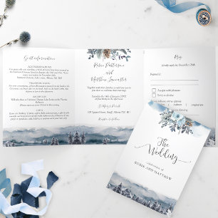 Blue Mountains Wedding Celebration Invite w/ RSVP