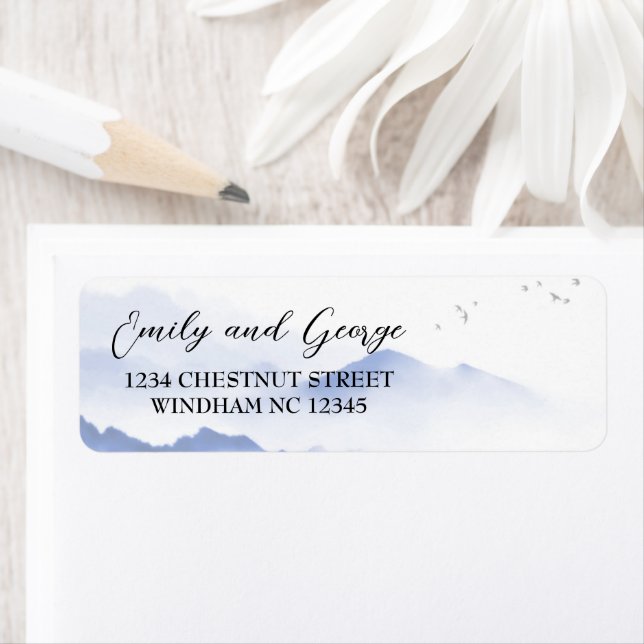 Blue mountains wedding return address labels  (Insitu)