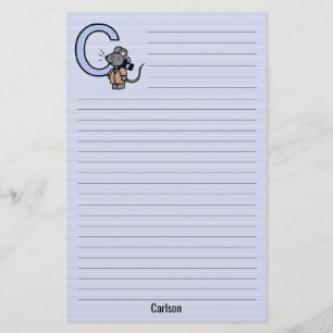 Blue Mouse Monogrammed "C" Lined Stationery