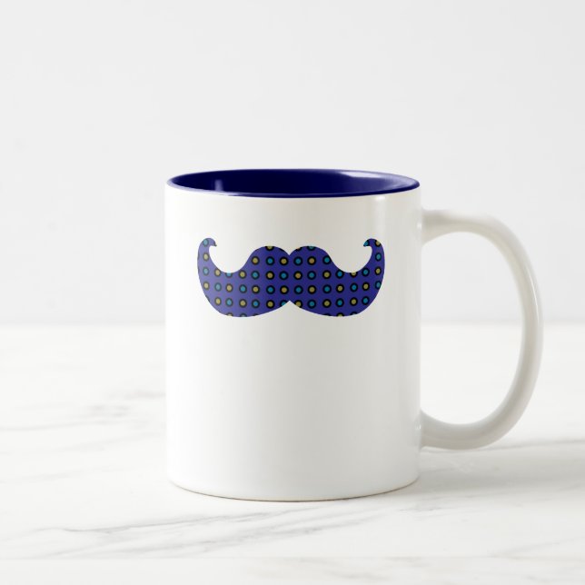 Blue Moustache Two-Tone Coffee Mug (Right)