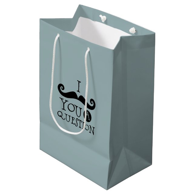Blue Moustache You A Question Humour Father's Day Medium Gift Bag (Front Angled)