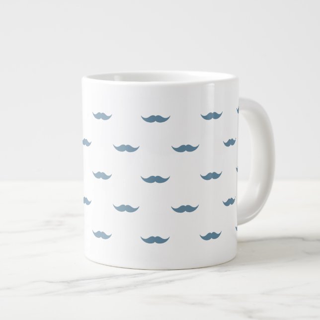 Blue Moustaches Large Coffee Mug (Front Right)