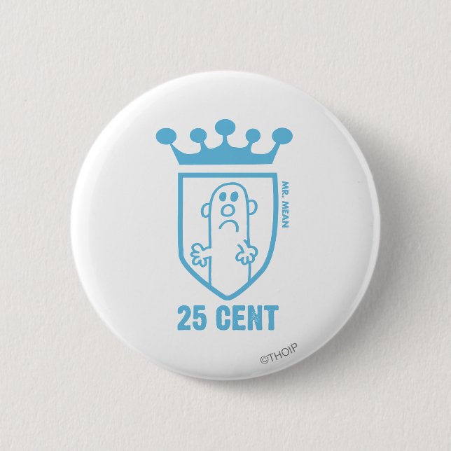 Blue Mr. Mean Crest & Crown 6 Cm Round Badge (Front)