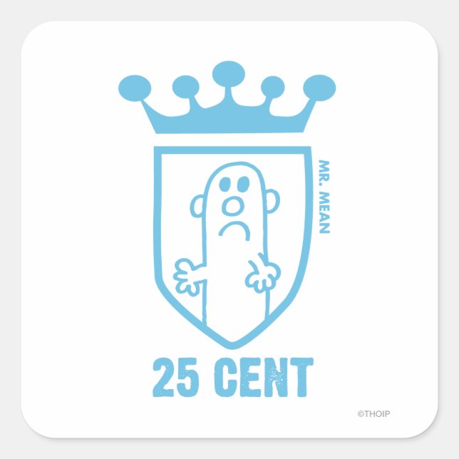Blue Mr. Mean Crest & Crown Square Sticker (Front)