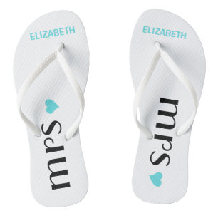 Blue Mrs. Flip Flops   Personalised Brides Wedding