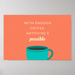Blue Mug Coffee Quote Poster
