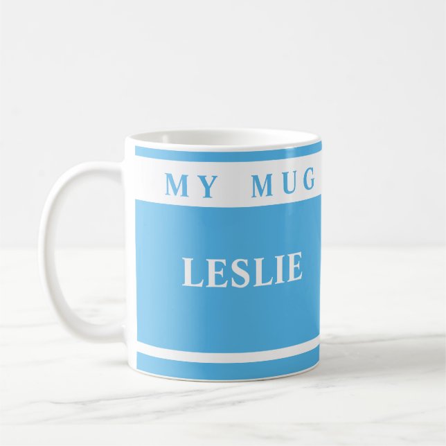 Blue Mugs With Names (Left)
